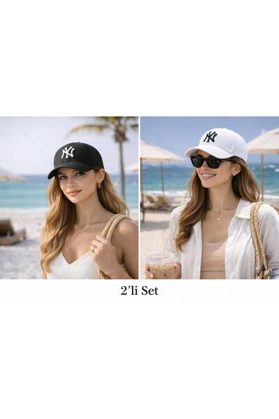 Wearflawless Unisex Σετ 2 ρυθμιζόμενων καπέλων, Καπέλο με κέντημα NY, Γυναικε...