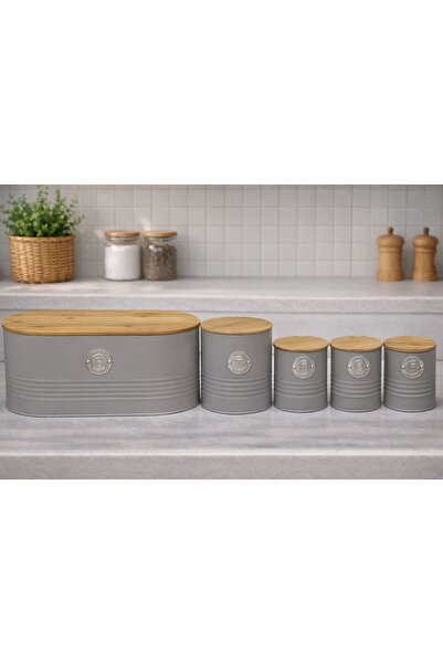 PAZARAKOŞ علبة توابل فاخرة من سلسلة EKMEKLİK باللون الرمادي الأنتريزيت