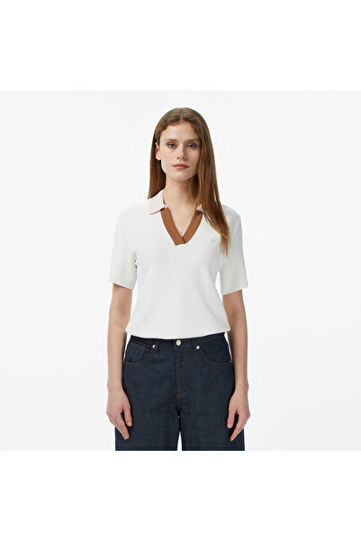 Lacoste Kadın Regular Fit Kısa Kollu Polo Yaka Krem Triko