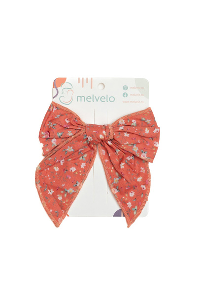 melvelo Elegant hair clip with bow, girls, cotton, - Papaya