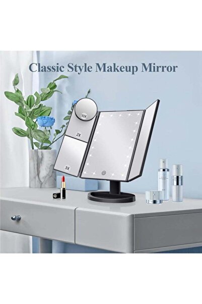 Arabest مرآة مكياج بإضاءة، مع تكبير 2X و3X و10X، مرآة مدمج ثلاثية الطي بإضاءة...