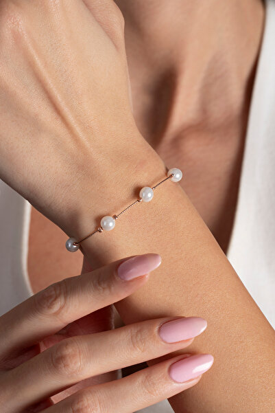 Elika Silver 925 Ayar Gümüş Sıralı İnci Bileklik