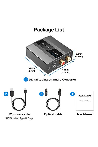 Store محول بصري، محول رقمي إلى تناظري، محول محوري مع كابل بصري 3.5 ملم AUX