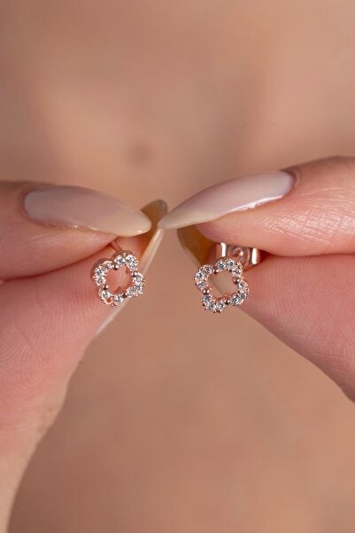 Elika Silver 925 Ayar Gümüş Minimal Yonca Küpe