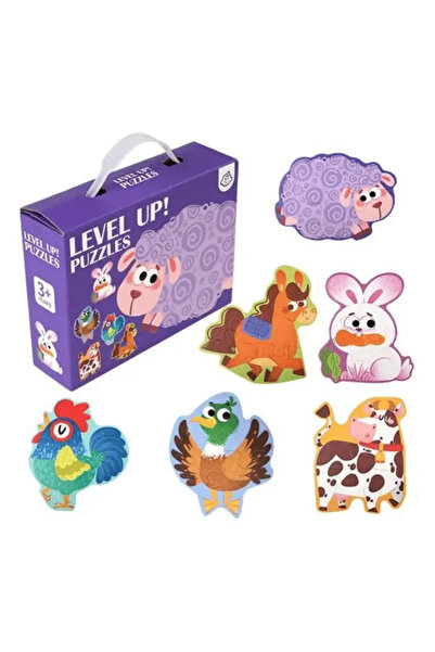 Level Up Puzzle, 6 figurine - Domestic Animals, 3 years +