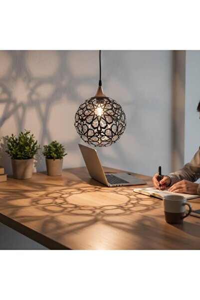 AVİZEM DEKORASYON METAL SİYAH RENK TEKLİ SARKIT SEPET AVİZE