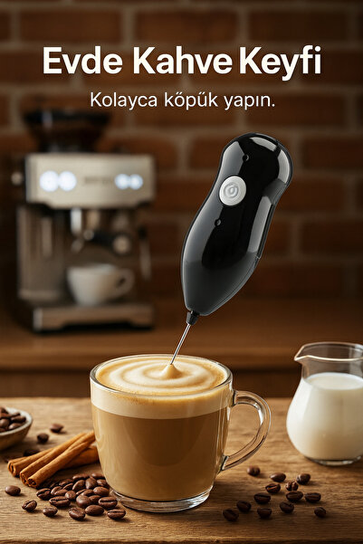 FeyzaDesign Pilli Mini El Blendırı, Kahve ve Süt Çırpıcı, Pratik Mikser