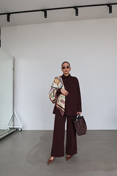 Özge Özgenç Soft Textured Tie-Back Shirt and Pants Set