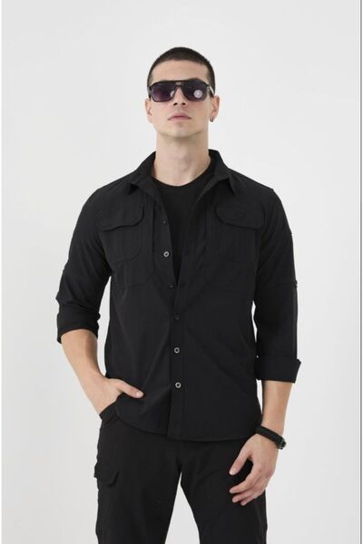 YENİLER Men's Tactical Outdoor Multi-Pocket Ventilated Lycra Shirt
