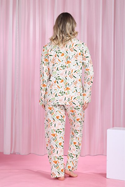 mervemoda Set de pijamale cu pantaloni din bumbac piese pentru femei
