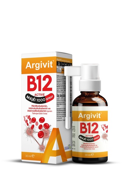Argivit B12 Active Maxi 1000 Sprey 30 ml (Metilkobalamin, Hidroksikobalamin v...