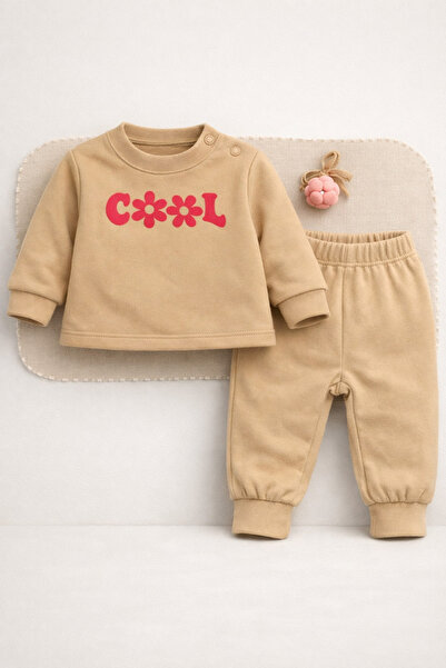 Yumozo Unisex Bebek Takımı %100 Pamuk Pamuklu Alt Üst Sweat Takım 3-9 Ay Günlük