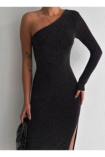 Generic Brand Women's Silvery Textured Lined Single Shoulder Flexible Long Y ...