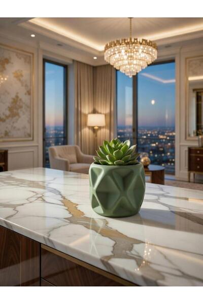 Onflow Modern Geometrik Sert Plastik Saksı 10x8 cm Dekoratif Mini Saksı 8X10CM