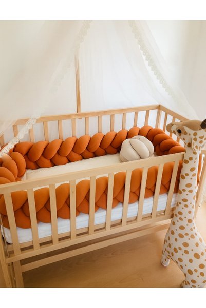 Jaju Baby 90x190 Turuncu 3 Örgü Beşik Kenar Koruma - Montessori Koruma - Özel...