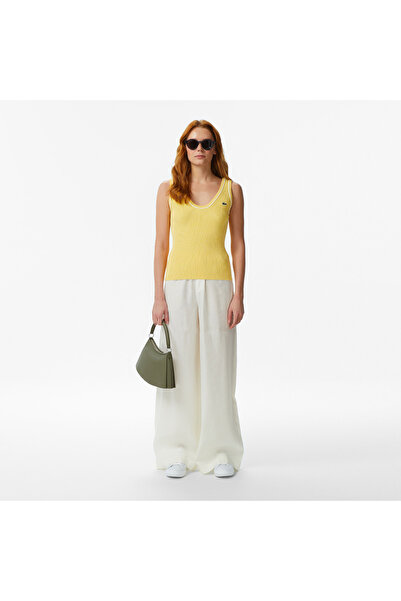 Lacoste Kadın Relaxed Fit Krem Pantolon