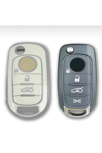 CİHAN GROUP Fiat Egea Sust. White-Silver Auto Key Protection Case Please Perf...