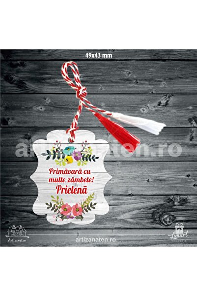 LimArt Martisor Lemn Tip Placheta cu Flori si Mesaj "Primavara cu multe zambe...