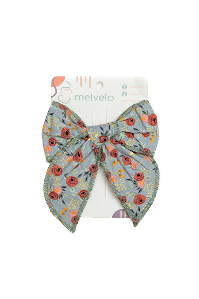 melvelo Elegant hair clip with bow, girls, cotton, - Sage