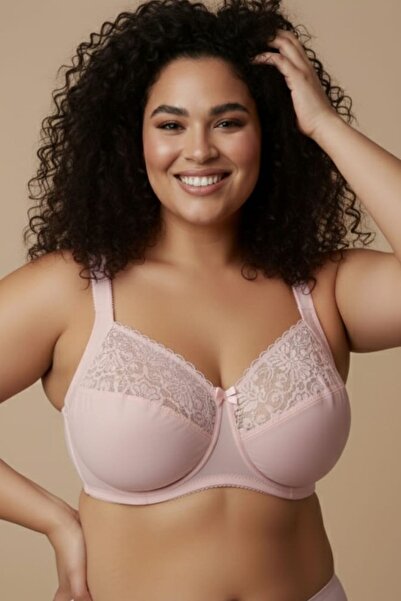 Brashop Σουτιέν Μινιμάιζερ σε ροζ απόχρωση πούδρας με δαντέλα - Μειωτήρας μεγ...