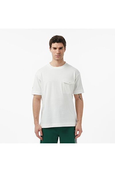 Lacoste Erkek Relaxed Fit Bisiklet Yaka Krem T-Shirt