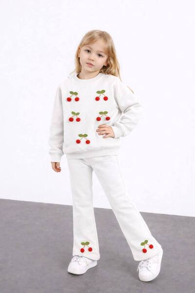 noliva bebek ve çocuk Girl's Cherry Sweatshirt Set – Festive & Casual Long Sl...