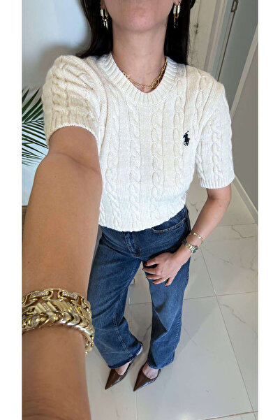 BİRCANÇİL Tricotaj cu mânecă scurtă cu logo Kanya Ecru