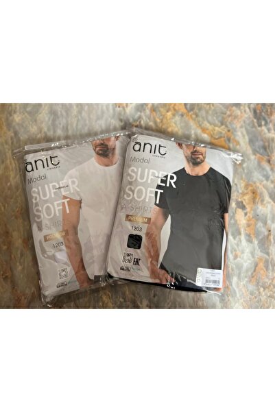 Anıt 2 Pieces Black-White Color Modal Men's Half Sleeve Zero Neck Undershirt ...