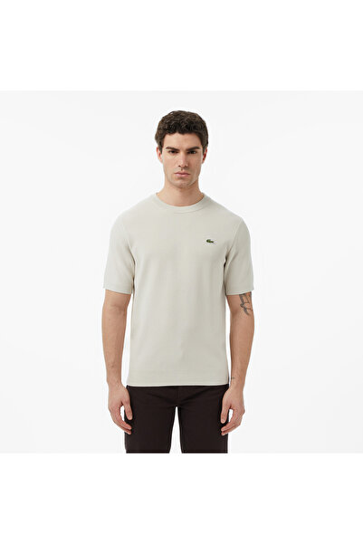 Lacoste Erkek Classic Fit Kısa Kollu Bisiklet Yaka Bej Triko