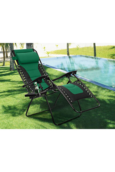 zola Sezlong pliabil gradina reglare gravitationala perna cap 140 kg verde/negru