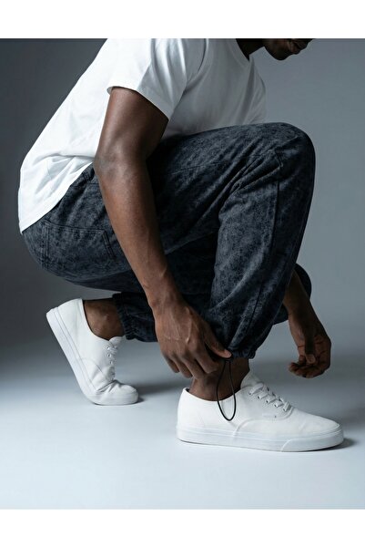 KHAYN ERKEK BOL KESİM YIKAMA DESENLİ YUMUŞAK DOKULU STOPERLİ EŞOFMAN ALTI K10...