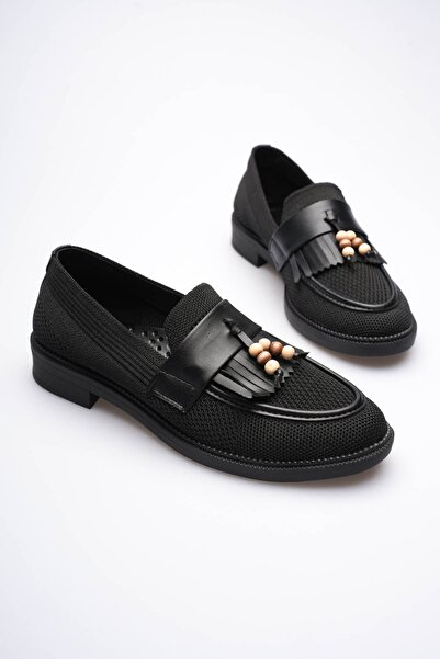 Mulini Women's black beaded tassel casual low heel shoes tr30ms01a