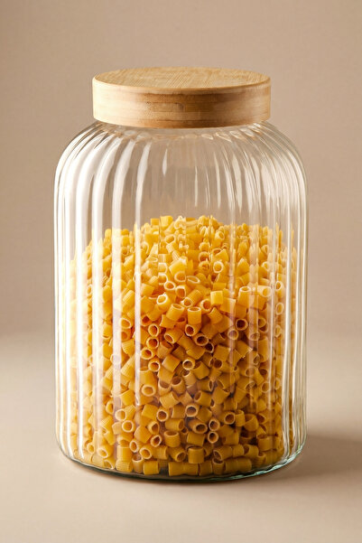 GÖNÜL Bambu Kapaklı Cam Kavanoz 4900 ml (4,9 L) – Büyük Boy Erzak / Bakliyat ...