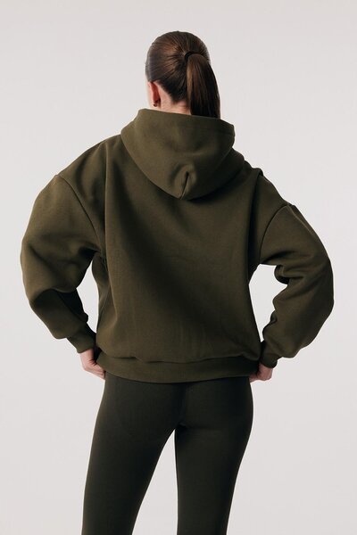 Oishii Rei Loungewear Zippered and Hooded Sweatshirt Deep Olive