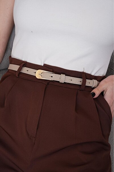 MODAM HİFA Long Buckle Gold Women's Belt Trouser Belt Dress Belt Shirt Belt C...