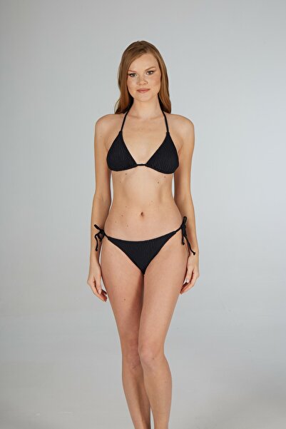 Estiva Women's Black Printed Triangle Bikini Set