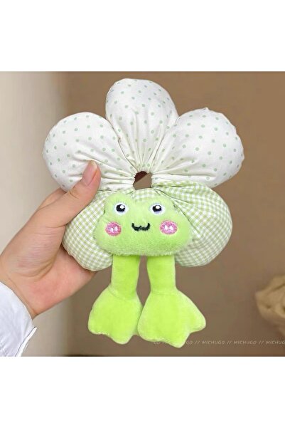 synshop Frog Keroppi Puff Floral Fluffy Scrunchies Large Size Rubber Bun Hair...