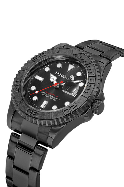 Polo Air Mercede Rotating Bezel Men's Wristwatch with Calendar Black Color Pl...