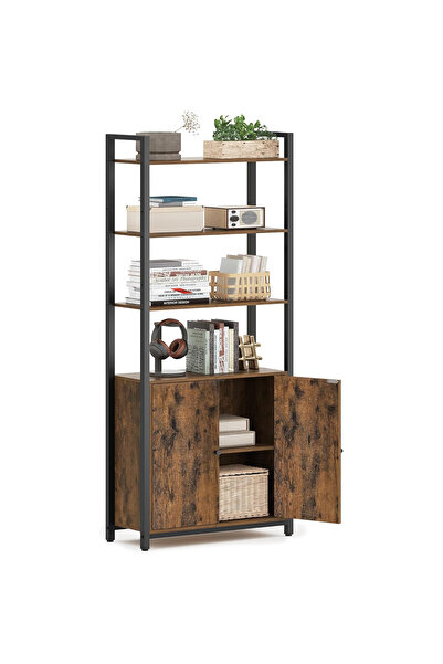 VASAGLE Bibliotecă cu rafturi deschise și dulap integrat, 24x60x160 cm, maro ...