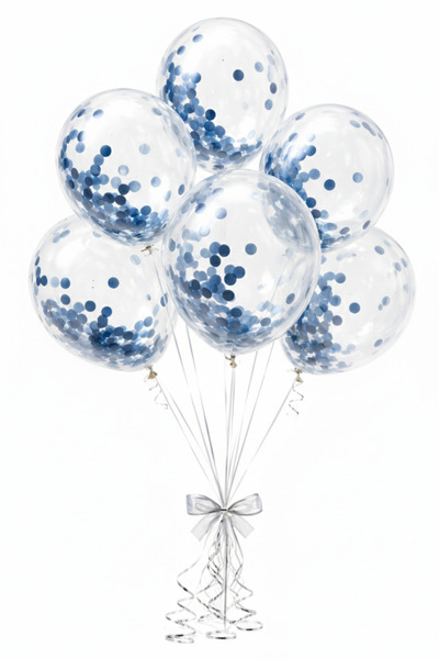 party mix Mavi Konfetili Balon Seti 15 Adet – Parti & Doğum Günü Süsleme - Şe...