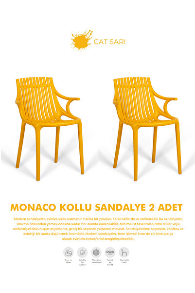 Daim Plastik MONAKO KOLLU LÜX CAFE & RESTAURANT SANDALYESİ 2 Li Set