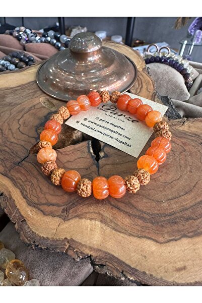 parze doğaltaş Aventurine and Rudraksha Seed Bracelet