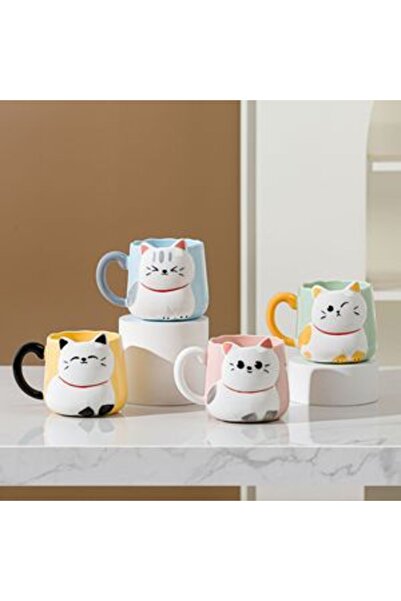 ErCorp 3D Kabartma Kedi Desenli Tasarım Kupa 1 Adet