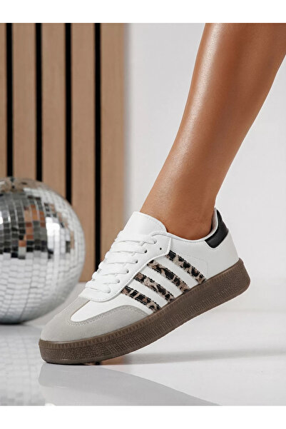 Zaira Дамски бели маратонки от еко кожа и велур Liza #24504 - 40