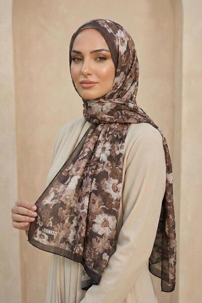 Sultan Eşarp Sultan Patterned Bamboo Kraş Shawl - Floral Model - Dk06-07