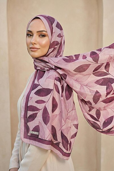 Sultan Eşarp Sultan Patterned Bamboo Kraş Shawl - Leaf Model - Dk07-04
