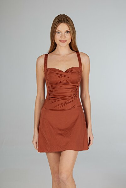 Estiva Women's Cinnamon Dress Draped One Piece Swimsuit