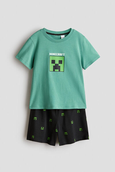 H&M Pamuklu ve Baskılı Pijama Takımı