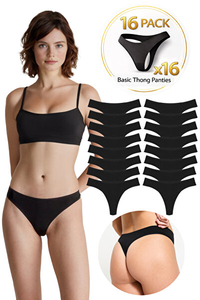 Yohannes Club Women'S, Cotton-Pack Basic Thong Slip Panties, Black, All Black...