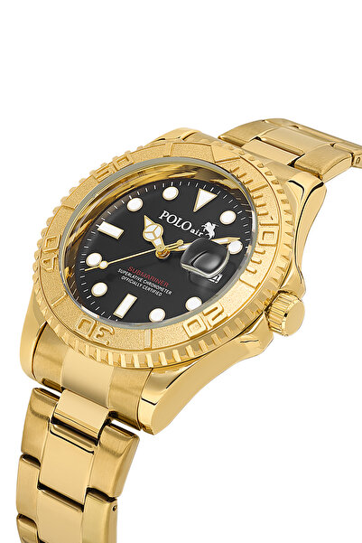 Polo Air Mercedes Calendar Rotating Bezel Men's Wristwatch Gold Black Color P...